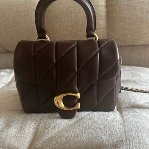 Coach Quilted Maple Brown Leather Top-Handle Satchel with Gold Hardware